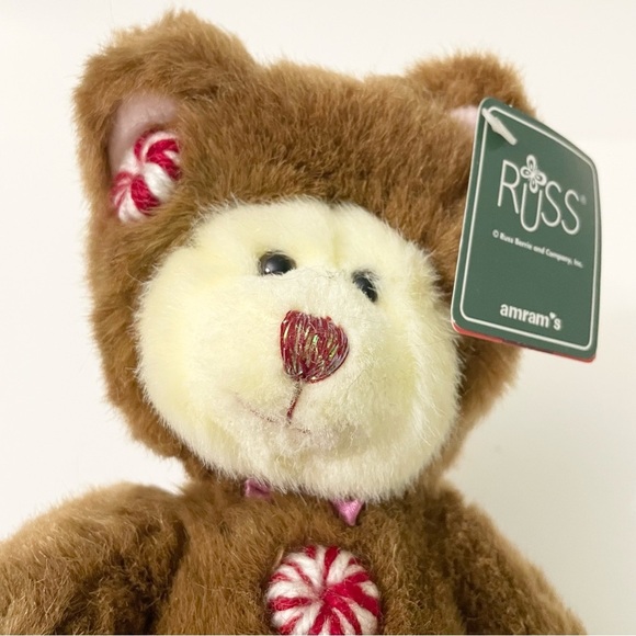 Russ Berrie Cookie Gingerbread Teddy Bear Plush Christmas Stuffed Animal - Picture 11 of 16